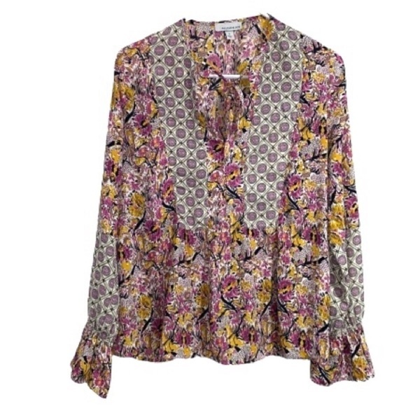 Allison Joy blouse peasant‎ shirt floral medallion small - Picture 1 of 6